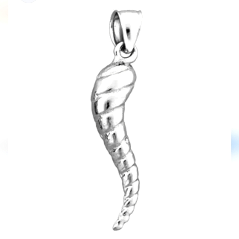 Sterling Silver Fluted Italian Horn Charm/Pendant